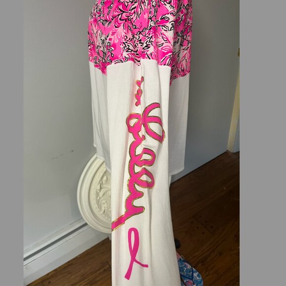 LILLY PULITZER Finn Top Breast Cancer 2021 Print PURRPOSEFULLY PINK Large NWT - Picture 4 of 11